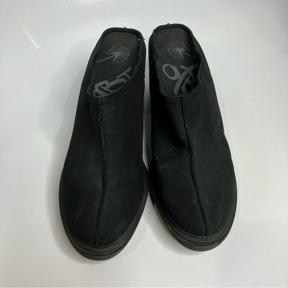 OTBT split black leather clog mules block heel side 10 - Picture 3 of 9